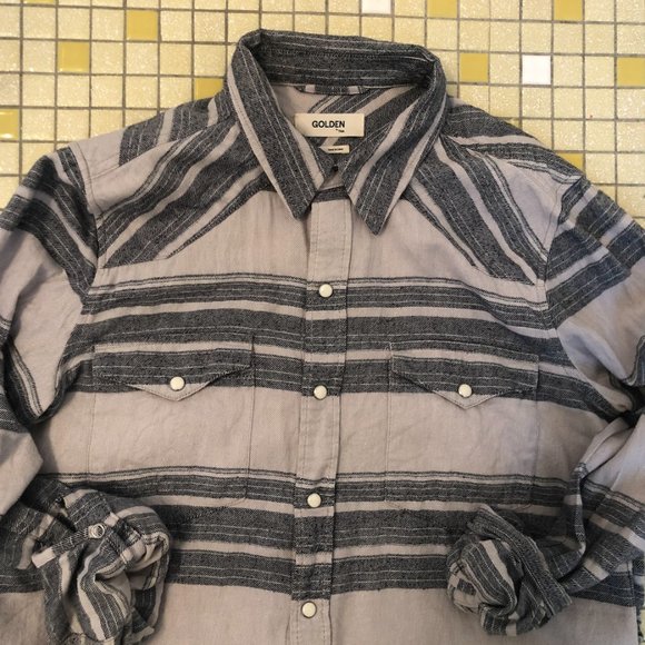 Aritiza Golden Striped Long Sleeved Button Down - Picture 3 of 3